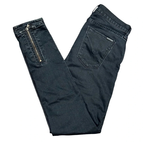 HUDSON CHIMERA  Super Skinny Jeans front/back zippers SZ 26 BLACK WILD Mid Rise - Picture 7 of 9